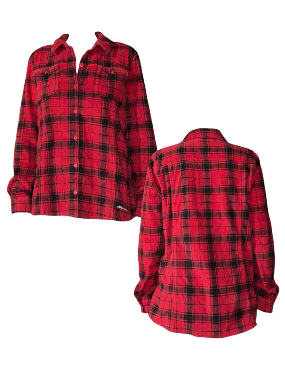 Red and Black Plaid Fleece Button Down